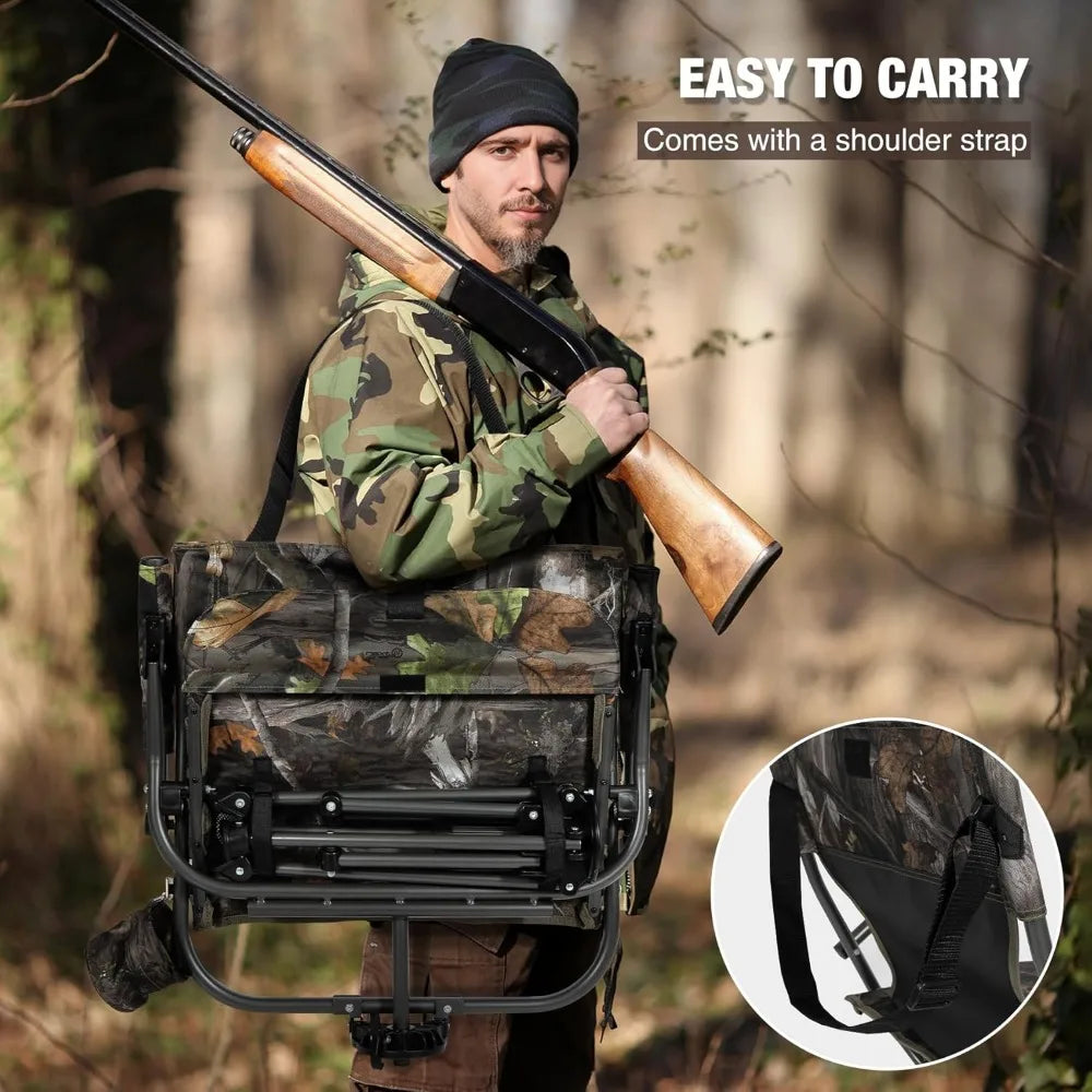 360 Degree Swivel Hunting Chair for Blinds, Folding Hunting Seats with Armrest for Camping Backpacking Fishing