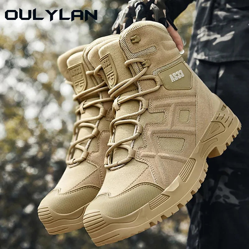 Male Camping Training Shoes Combat Desert Ankle Boots Outdoor New Army Tactical Boots Men Summer Climbing Military Hiking Boots
