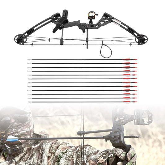 Compound Bow Recurve Bow w/ 12x Arrows Set Right Hand archery tool for Adult Hunting Training, outdoor competition