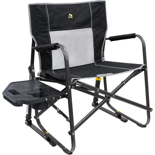 GCI Outdoor Freestyle Rocker XL with Side Table Camping Chair | Portable Folding Rocking Chair with Solid, Durable Armrests