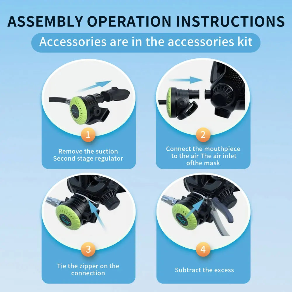 Scuba Mask With Air Tank System 1L Full Face Mask Kit