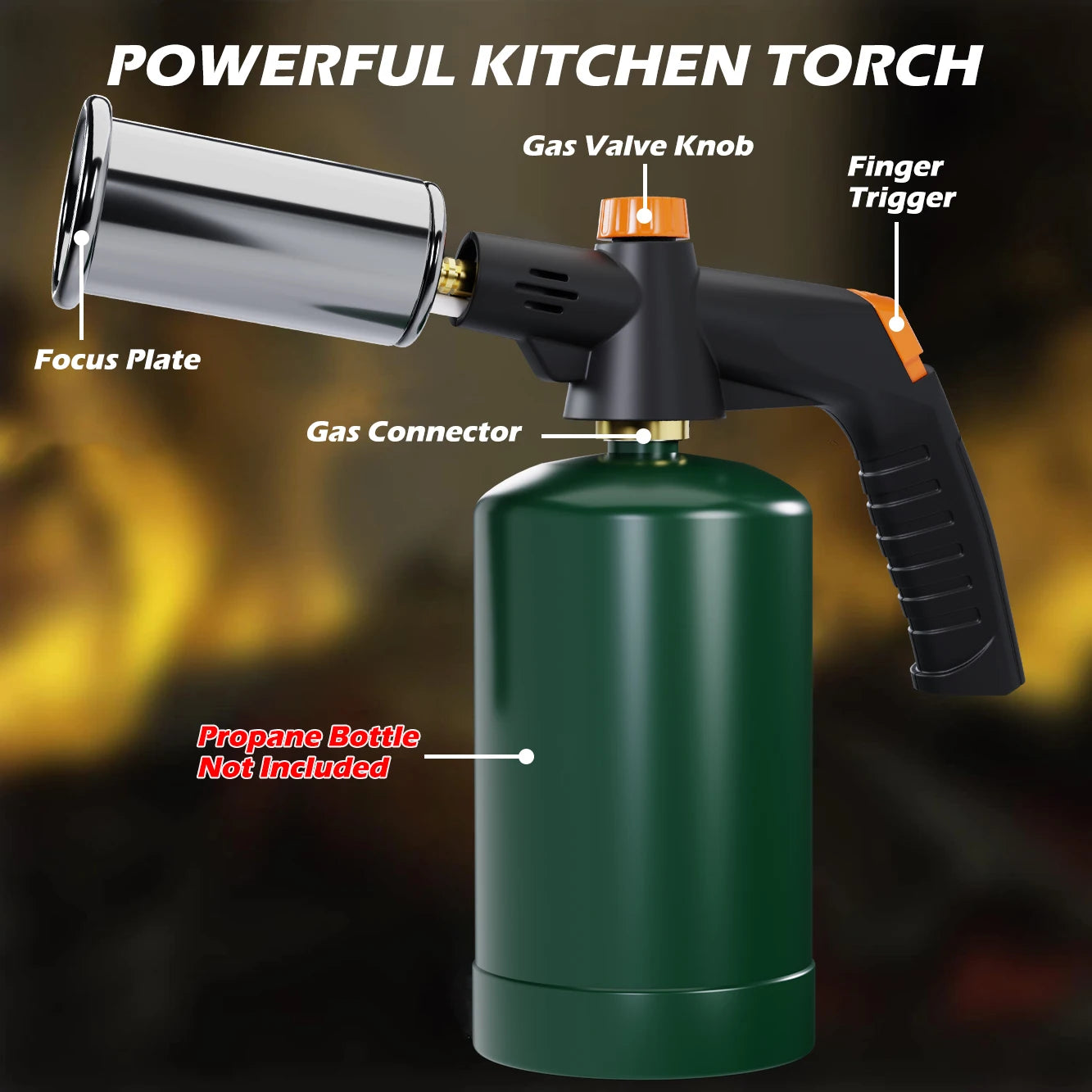 Powerful Propane Torch, Kitchen Cooking Torch, Flamethrower Meater Torch Lighter, Adjustable Blow Torch(Not Include Gas Tank)