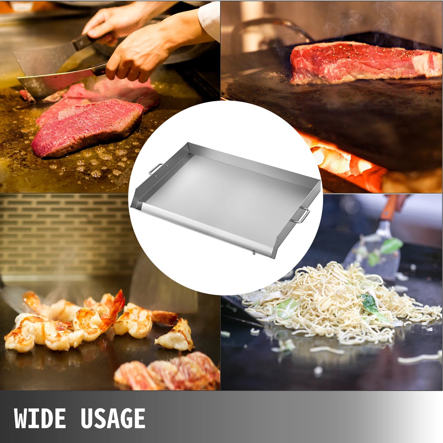 VEVOR Stainless Steel Griddle Frying Pan For Outdoors