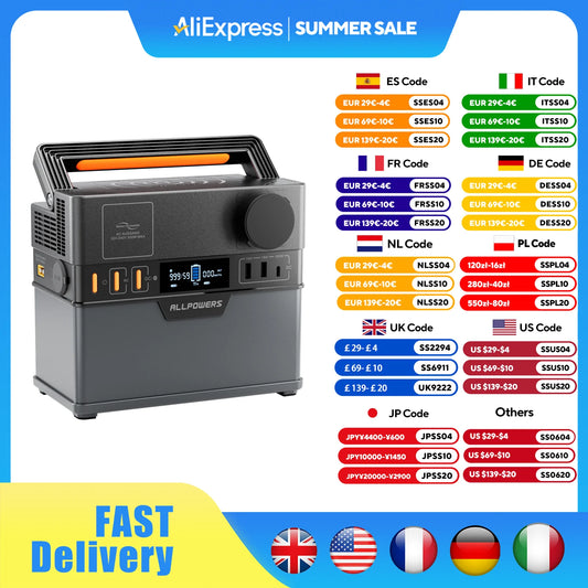 Allpowers Portable Power Station 300W 288Wh Pure Sine Wave