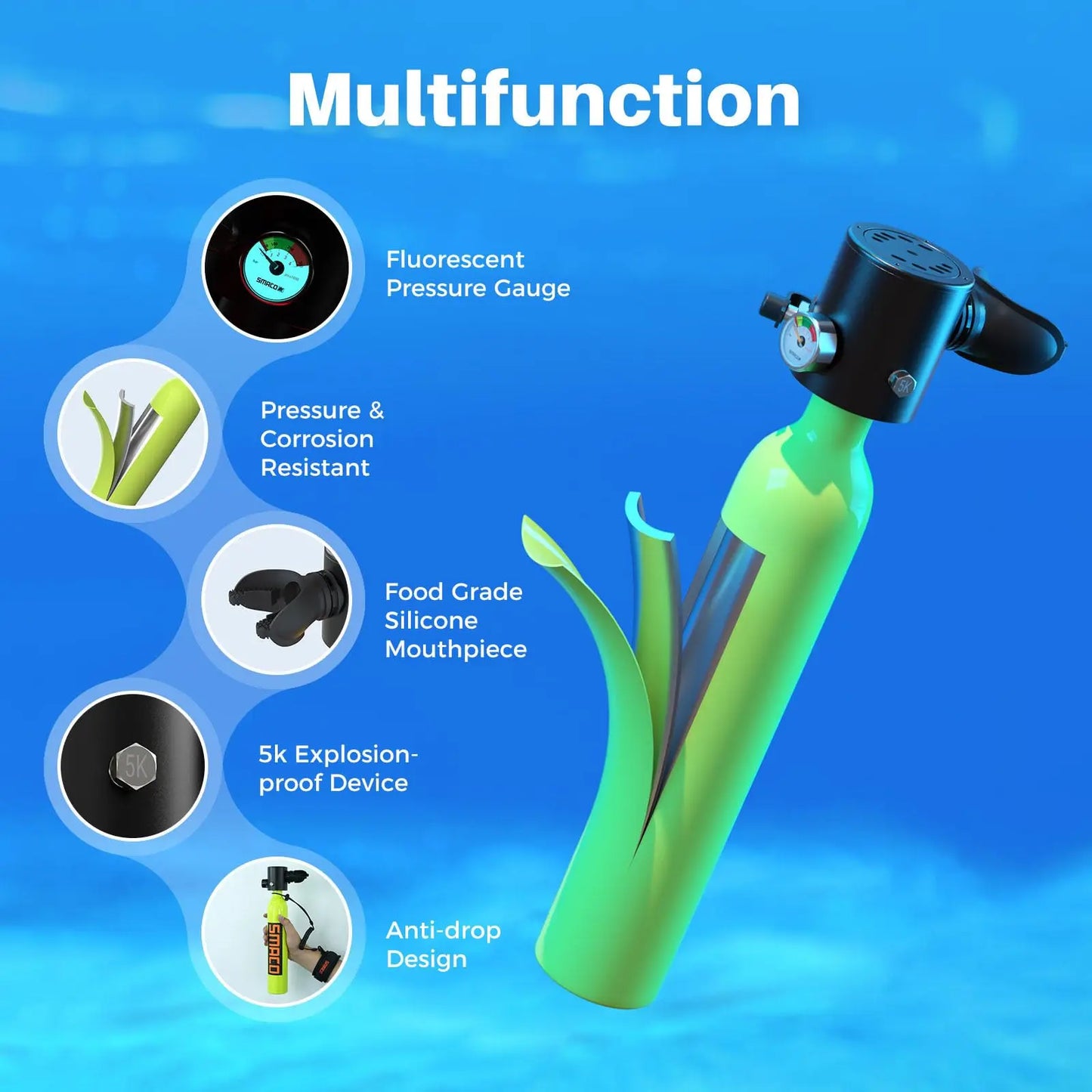Scuba Mask With Air Tank System Full Face Premium Kit 0.5L
