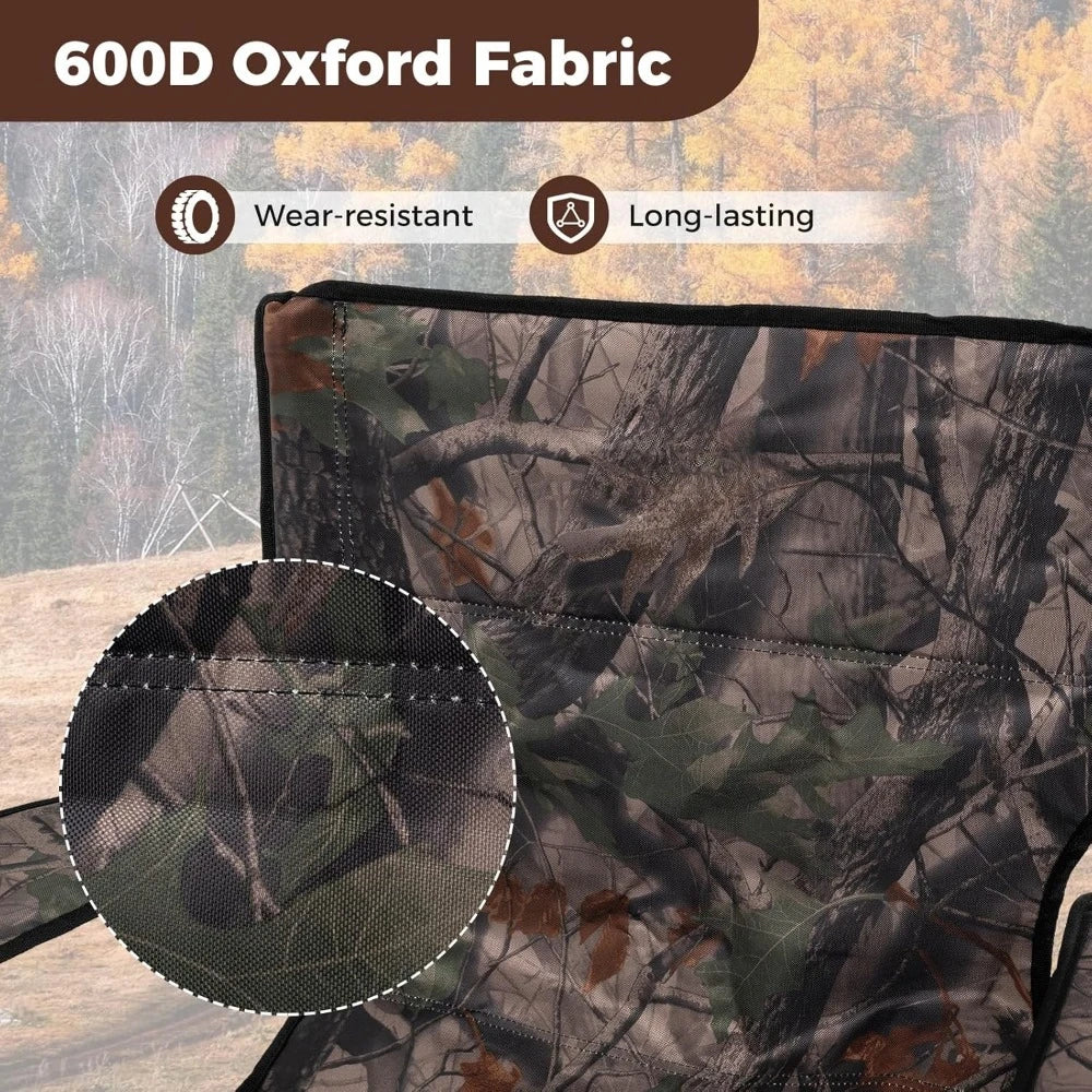 Swivel Hunting Chair, 360° Folding Hunting Blind Chair for Adults with Cup Holder & Carrying Bag, Portable Camping