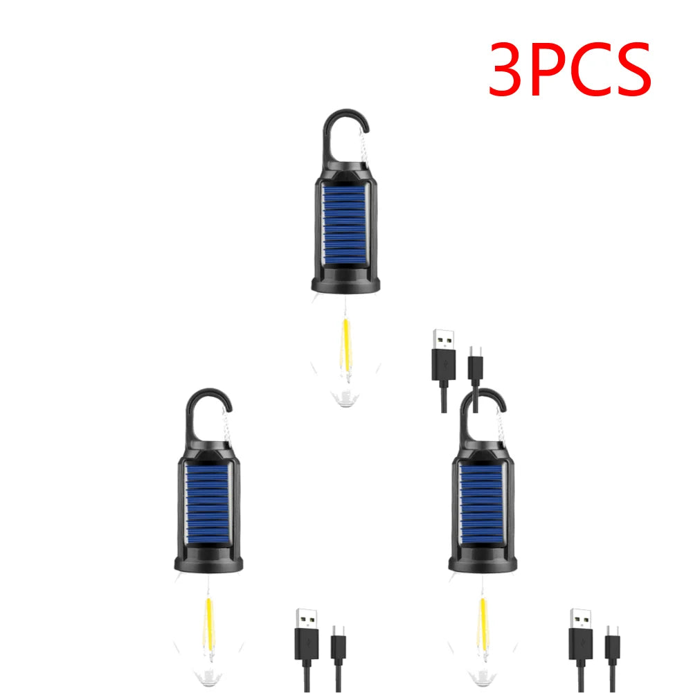 Solar Powered LED Lantern USB Charging Camping Light