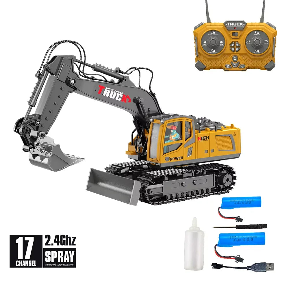 Alloy Excavator Rc Cars Trucks 17CH Dumper Remote Control Car Tractor 1/18 Engineering Electric Vehicles for Kids Boys Children