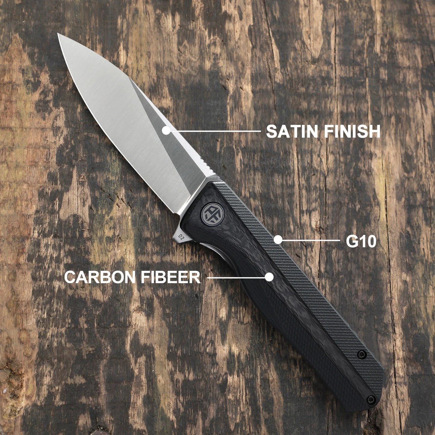 Petrified fish folding knife D2 steel Blade G10 handle pocket knife ball bearings outdoor hunting camping EDC tool knives PF818
