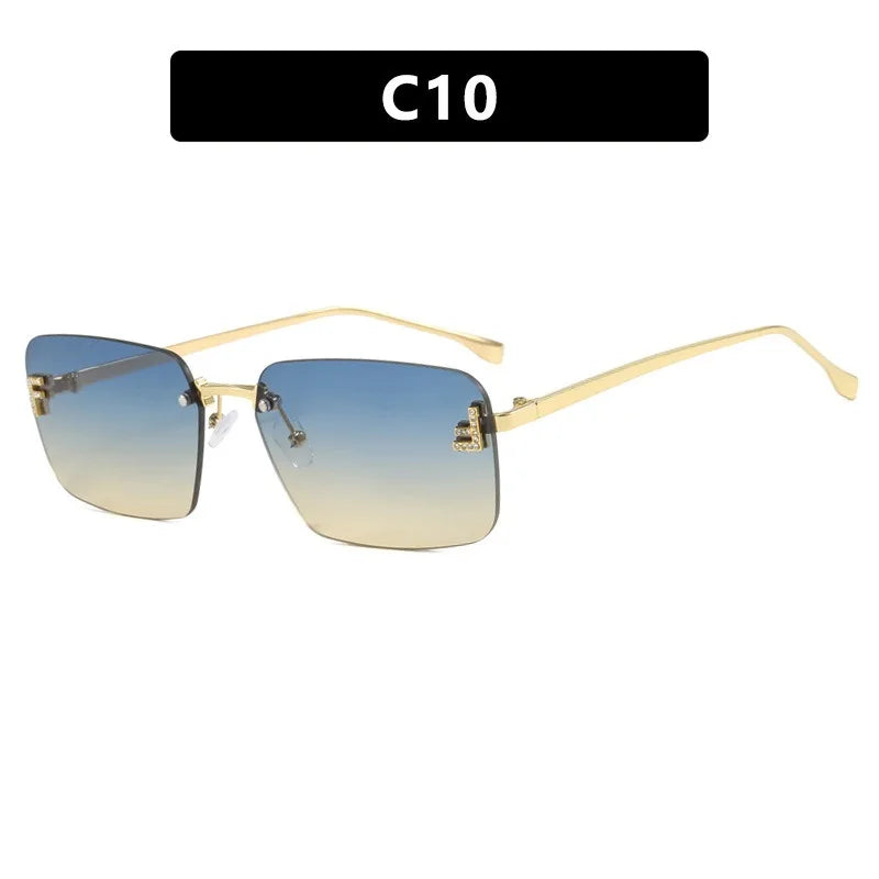 Rimless Square Sunglasses UV400 Frameless Unisex Driving