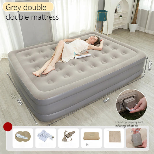 PVC Inflatable Sleeping Mattress With Built In Pump For Two