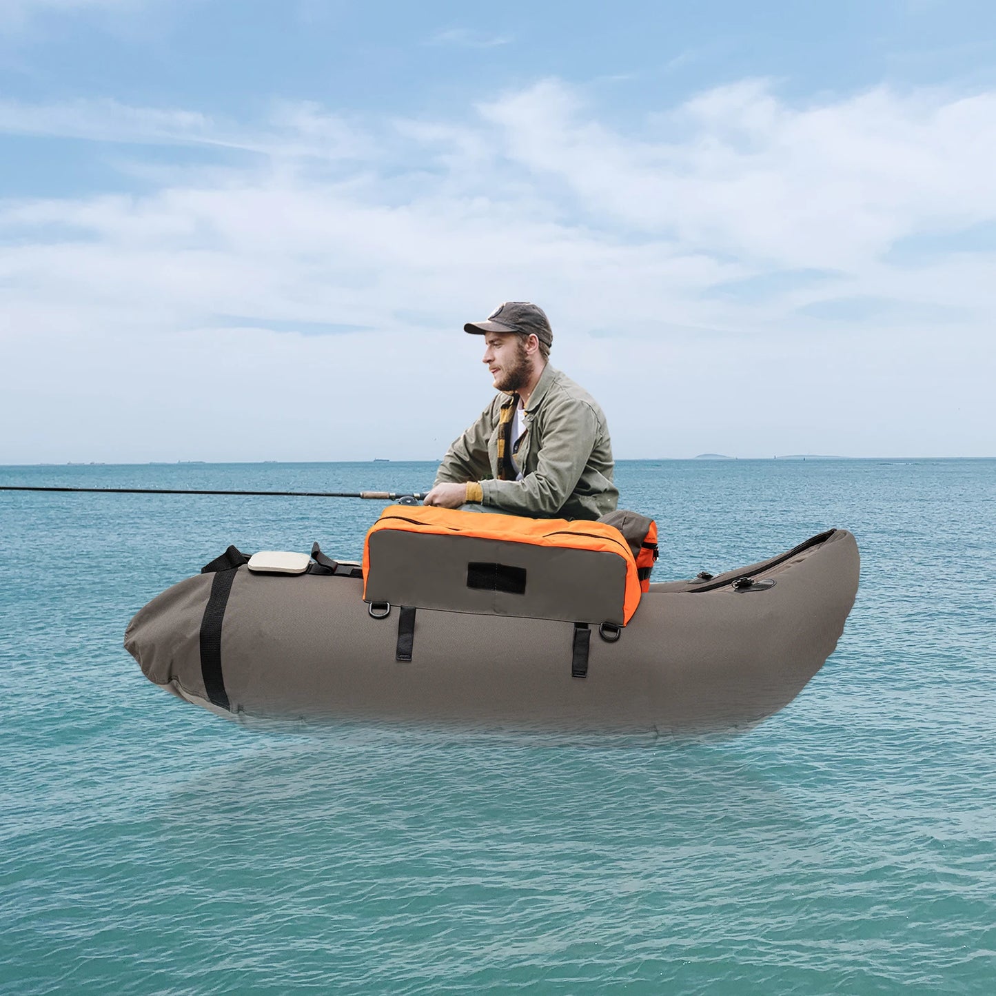 Inflatable Fishing Float Tube Portable Boat With Backrest