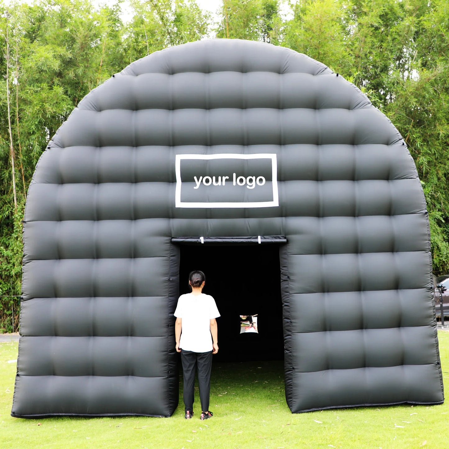 Large Black Inflatable Tent(15x15x14FT) Includes Blower Square Gazebo Event Room Large Inflatable Party Tent for Backyard,Outdoo