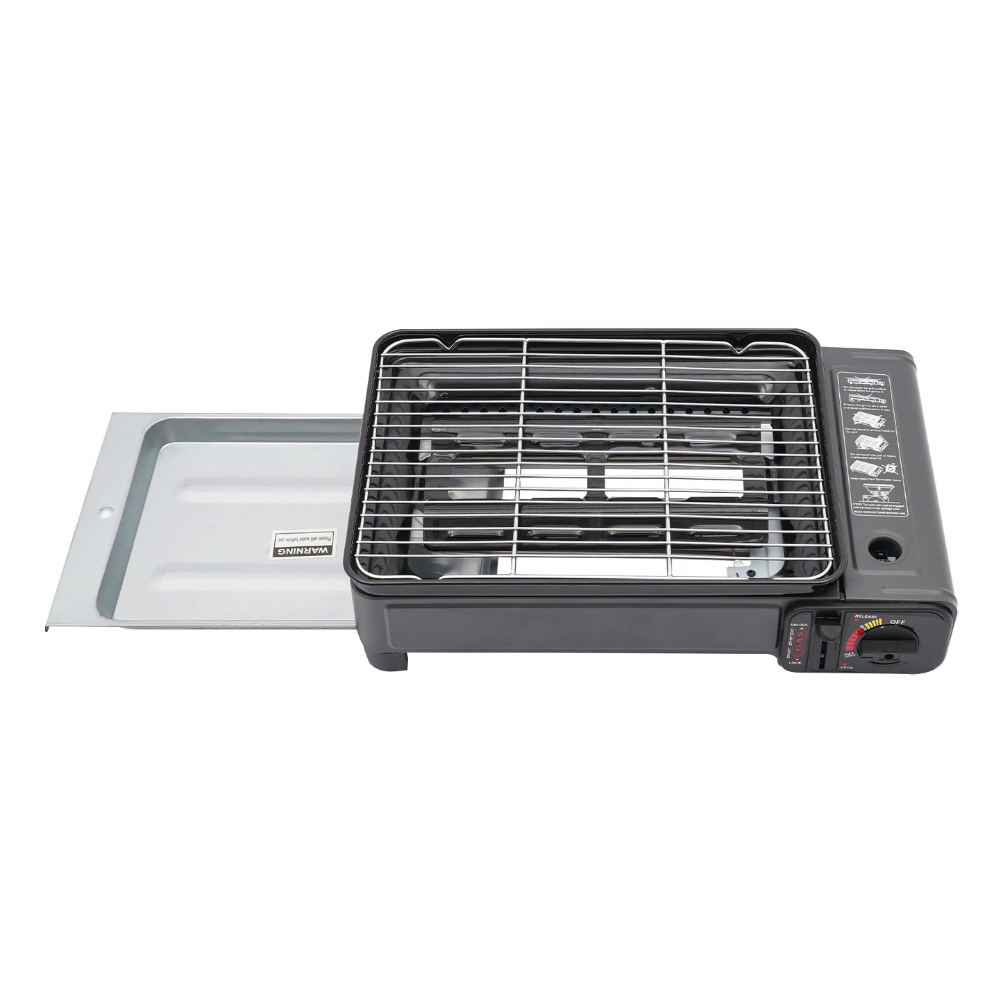 Portable Butane Camping Stove with 2 Gas Connections, Piezo-electric ignition Gas Grill Stove for Outdoor Cooking, Hiking