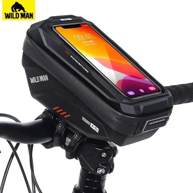 WILD MAN Rainproof Bicycle Handlebar Bag Touch Screen Cycling Phone Bag Bike Bag 7.0" Phone Case Bag Bicycle Accessories