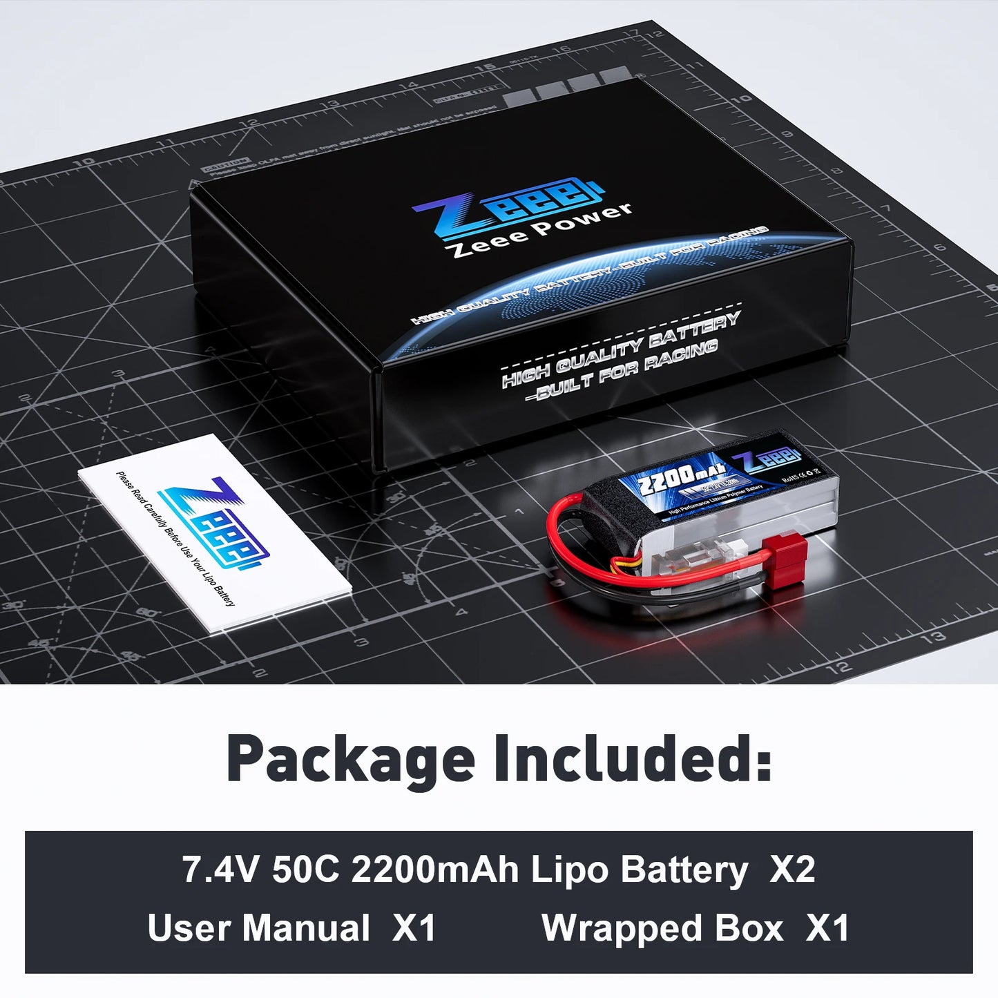 Zeee 2S 2200mAh RC LiPo Battery 7.4V 50C XT60 Plug Softcase
