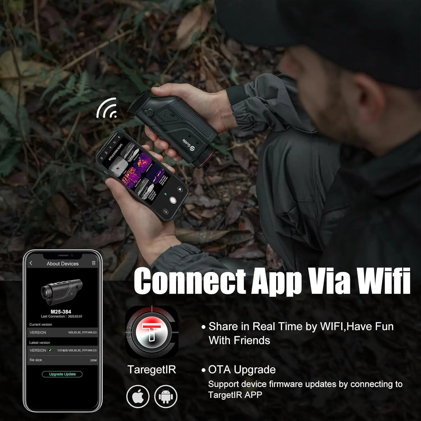 M10-256 Imaging Monocular for Hunting, 10mm Focal Lens 256x192(50Hz) Infrared Night Vision Telescope with Long