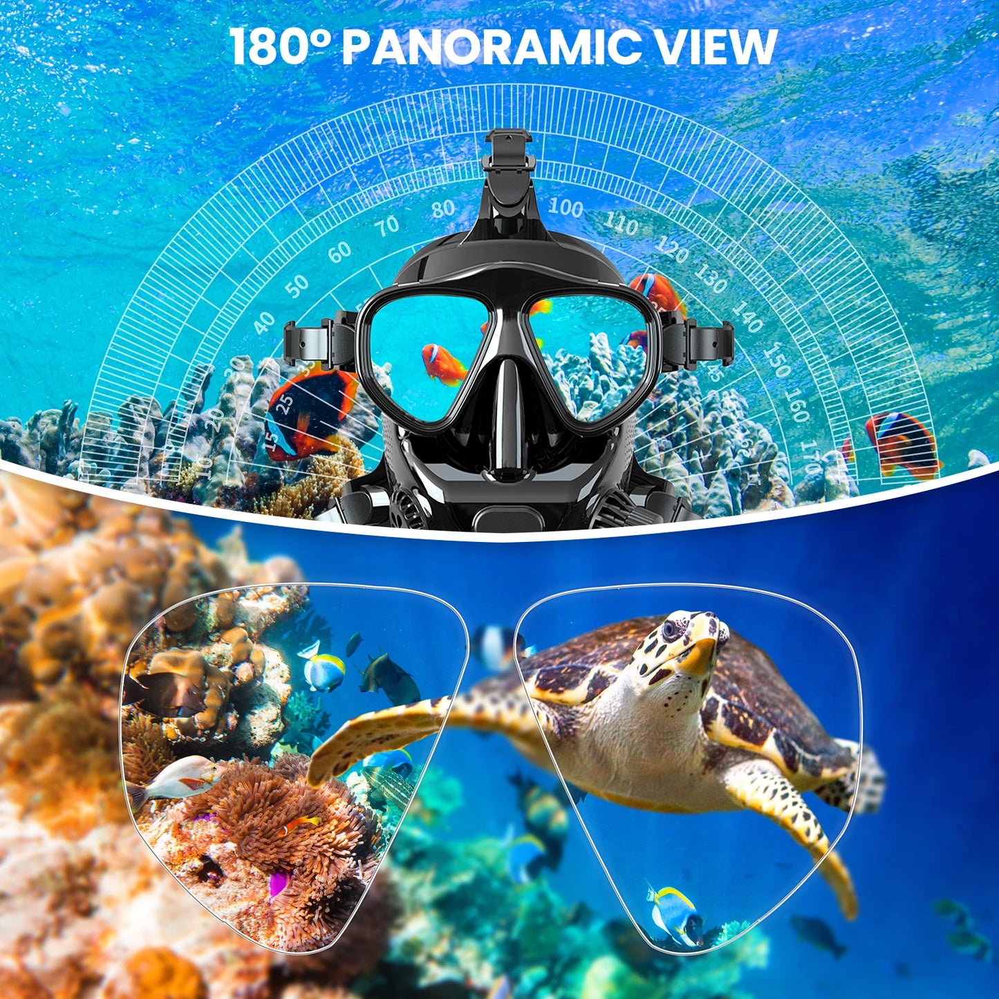 TUDIVING Full Face Diving Mask With Camera Mount 1L 2L