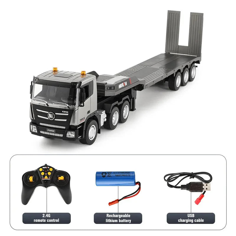 Huina 1318 1/24 RC Trailer Truck Tractor 2.4G Remote Control Construction Radio Control Flatbed RC Truck Toys For Boys Kids Gift