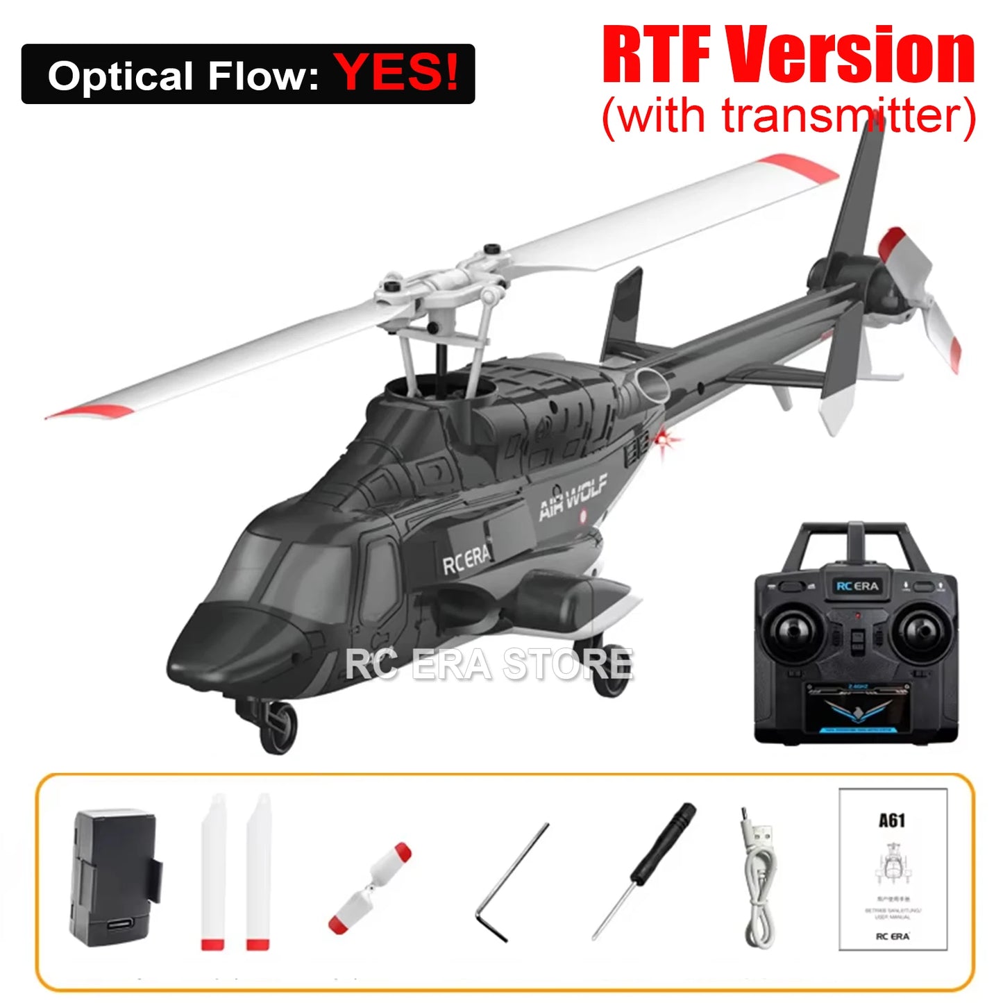 RC ERA A61 Mini Airwolf 4CH RC Helicopter 2.4G 6-Aixs Gyro Stabilized Altitude Hold Remote Control Helicopter Toys For Kid Adult