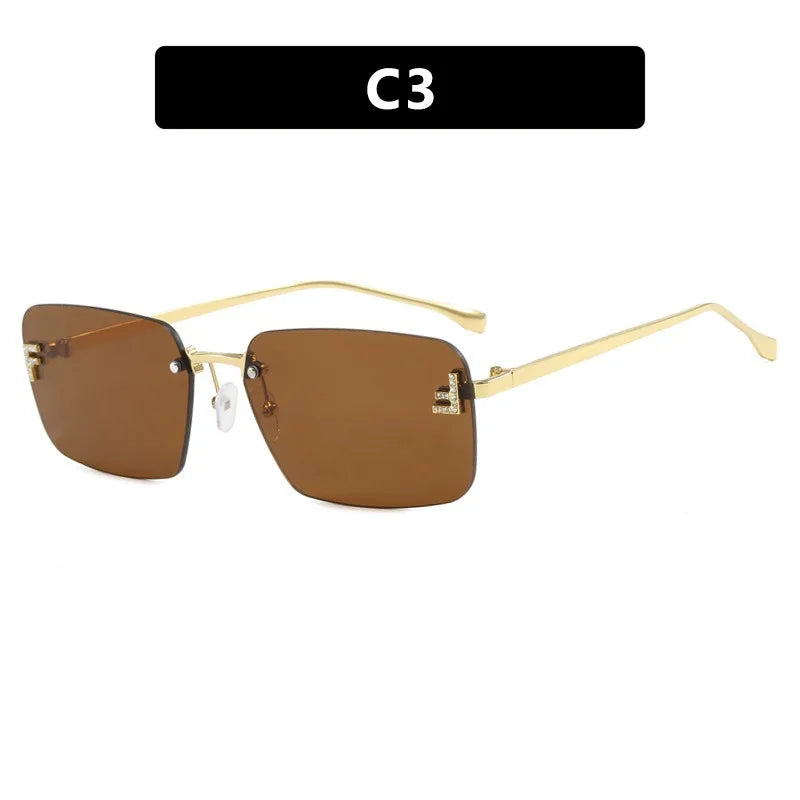 Rimless Square Sunglasses UV400 Frameless Unisex Driving
