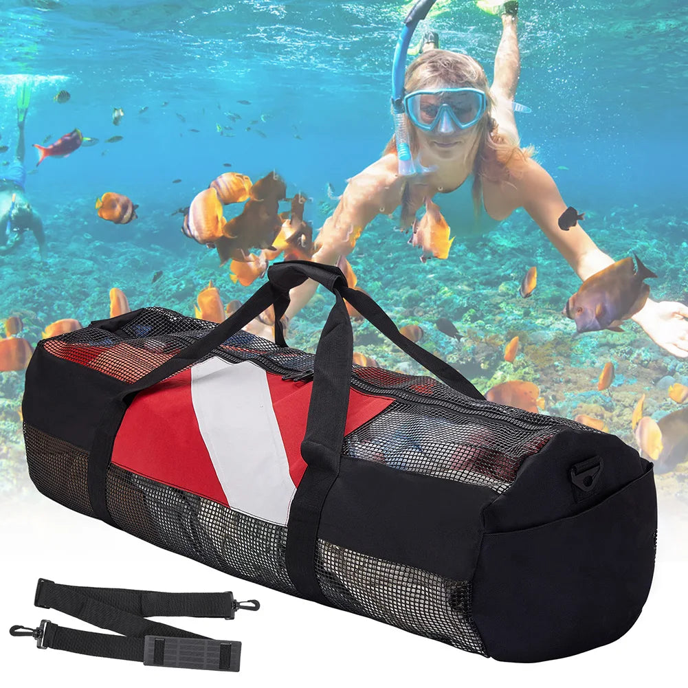 Extra Large Scuba Diving Mesh Tote With Adjustable Strap