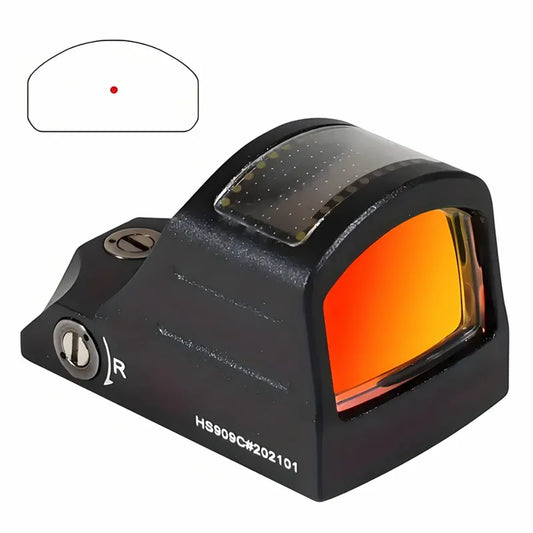 507C Solar-Powered Reflective Red Dot Scope - Aluminum Alloy, Black with Orange-Red Accents, Compact & Durable for Hunting