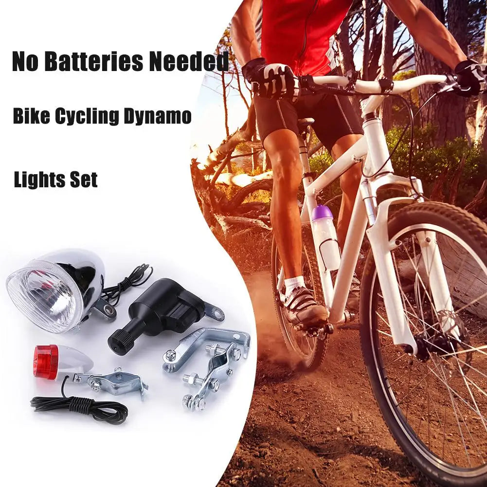 Bike Dynamo Lights Set Battery Free Headlight Rear