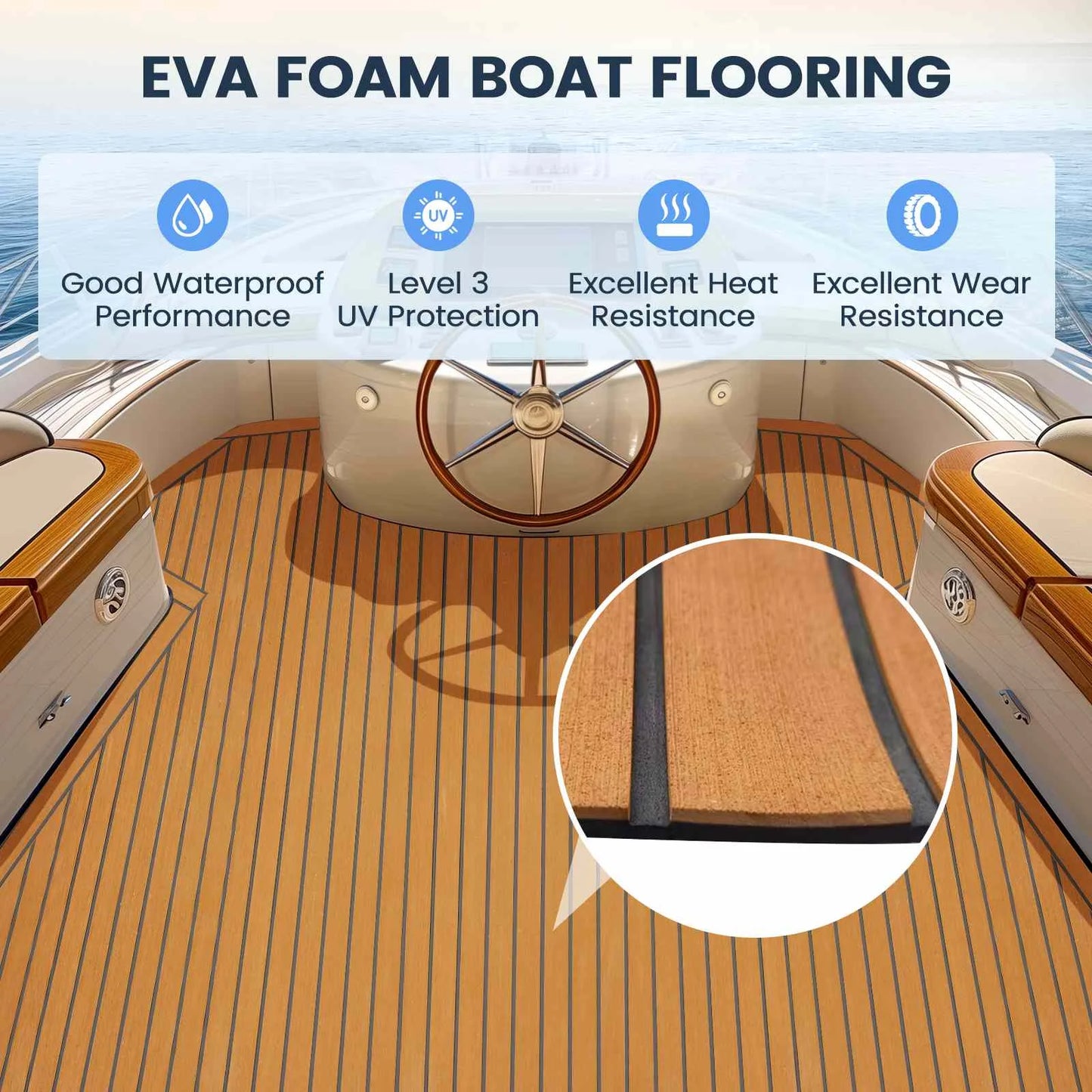EVA Teak Decking Sheet For Yacht Self Adhesive Flooring Mat