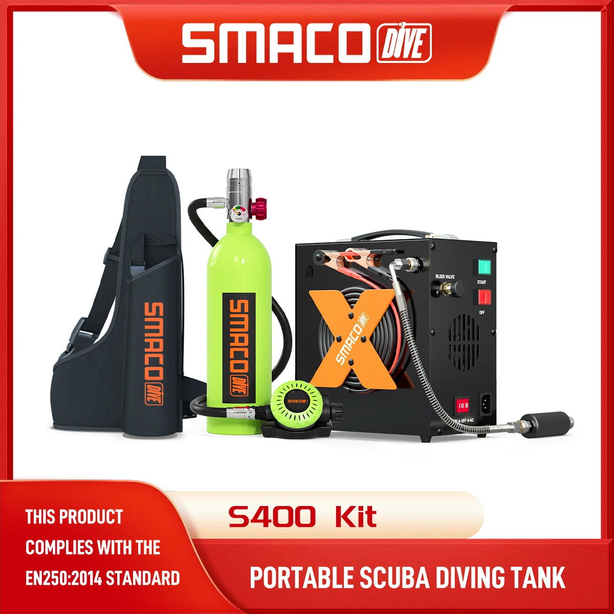 Smaco Scuba Tank 1L Mini Oxygen Cylinder Diving Gear
