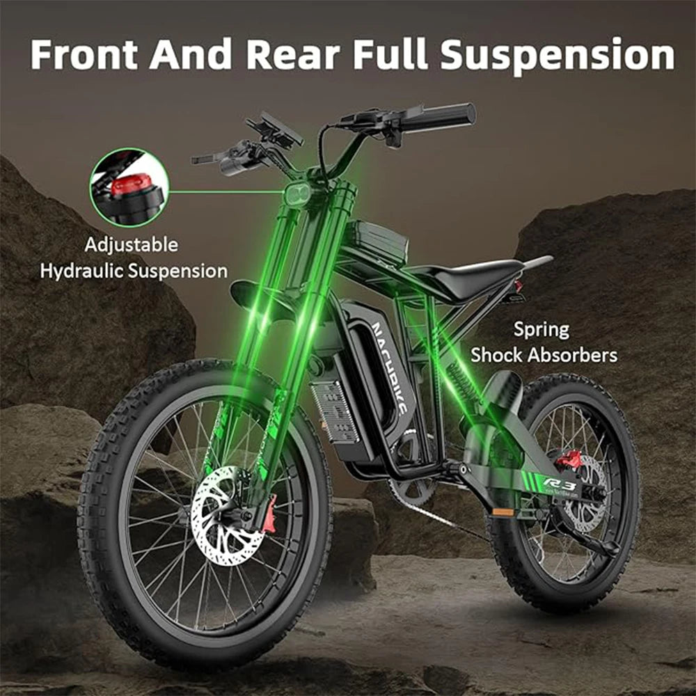 6000W Electric Dirt Bike 60V 25Ah Battery Dual Hydraulic Brakes