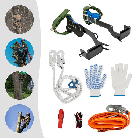 1 Set Portable Tree Climbing Spike Set with Safety Belt Practical Climbing Tree Spikes Straps Climb Trees Rope Tool