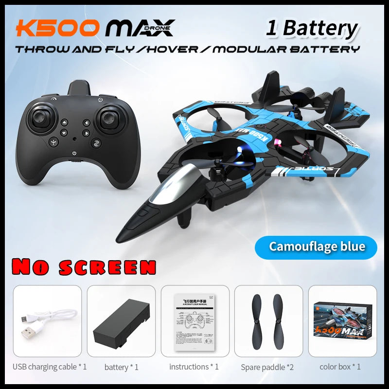 K500 MAX RC Plane Fighter 2.4G Remote Control Stunt Glider 360 ° Rolling Flight Flying EPP Foam Airplane with LED Toys for Kids