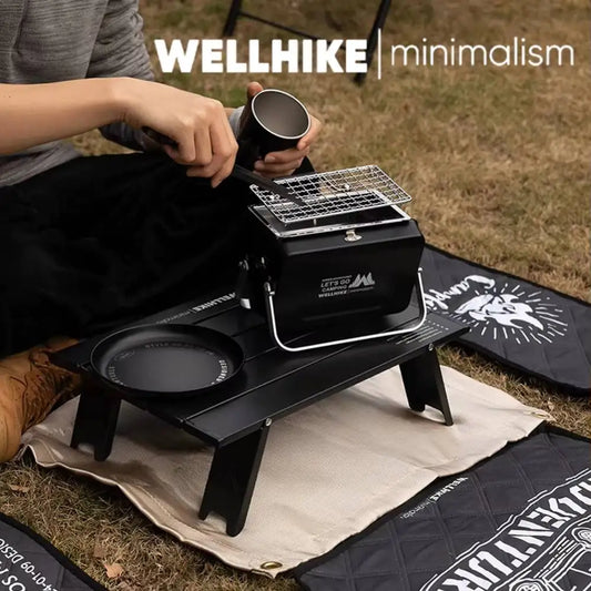 WELLHIKE Outdoor BBQ Oven Picnic Bonfire Furnace camping equipment Stainless Steel Lightweight Cooking Grill for Patio Backyard