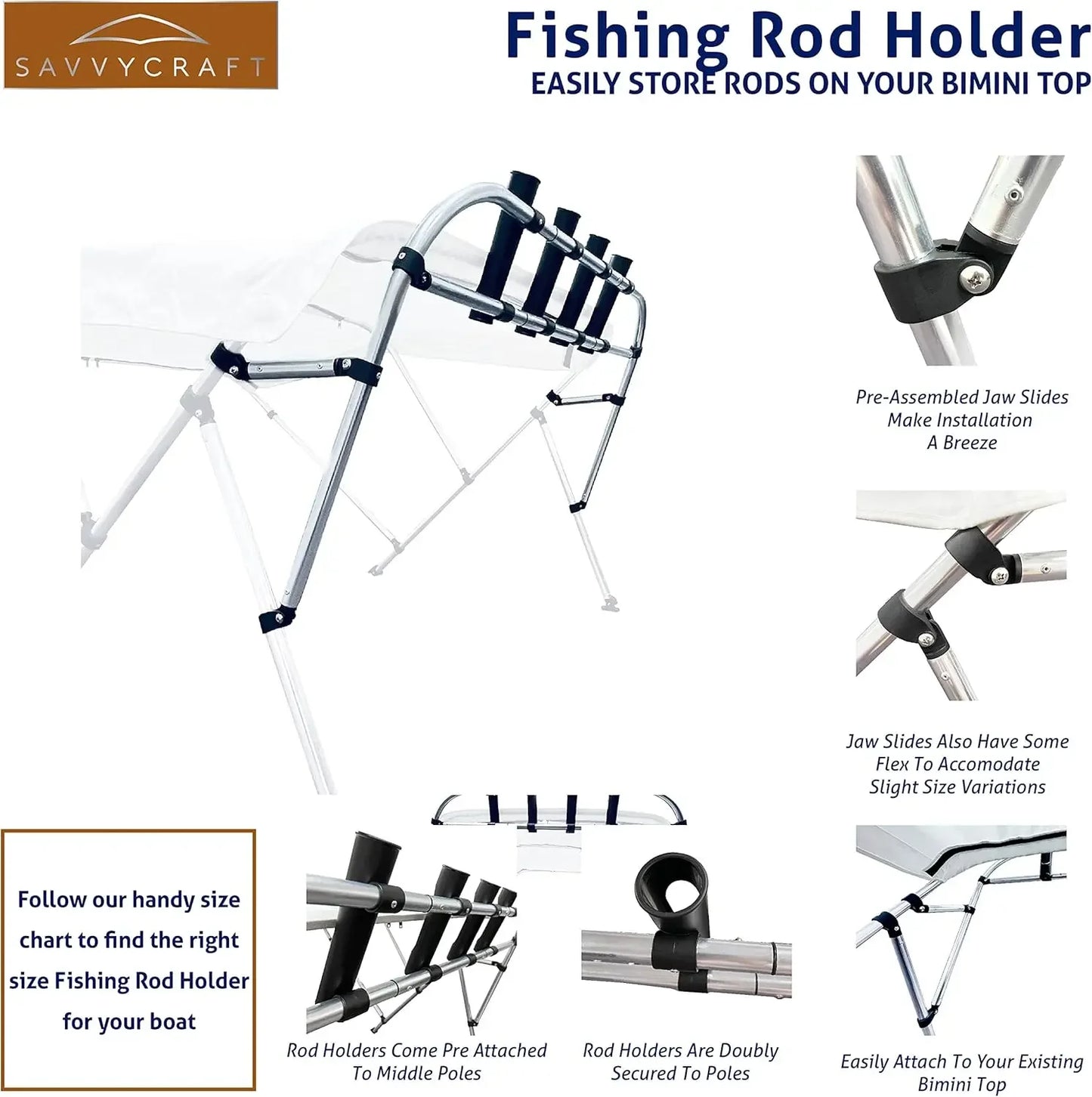 Top Fishing Rod Holder Rack Rocket Launcher Fits 1 Bimini