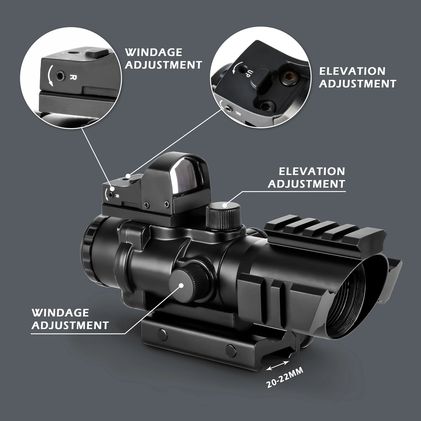 4X32 Red Green Illuminated 22mm Rail Mount Dot Sight