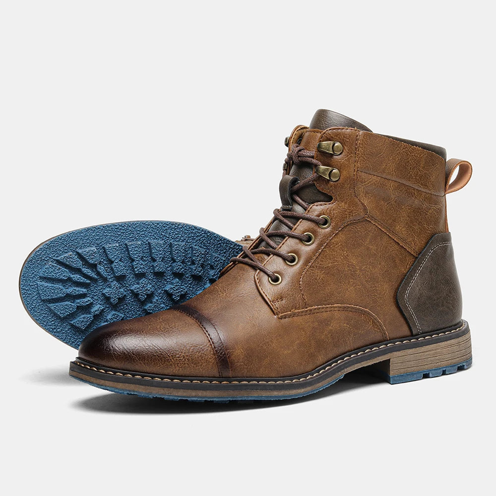 Classical Men Boots 2025 Fashion Comfortable Spring Leather Boots with Zipper