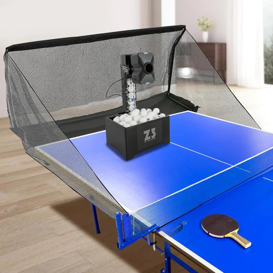 Ping Pong Ball Machine with Net and 100 Balls, Table Tennis Robot Trainer for Gyms, Schools, Training Centers 35-90 Balls/Min