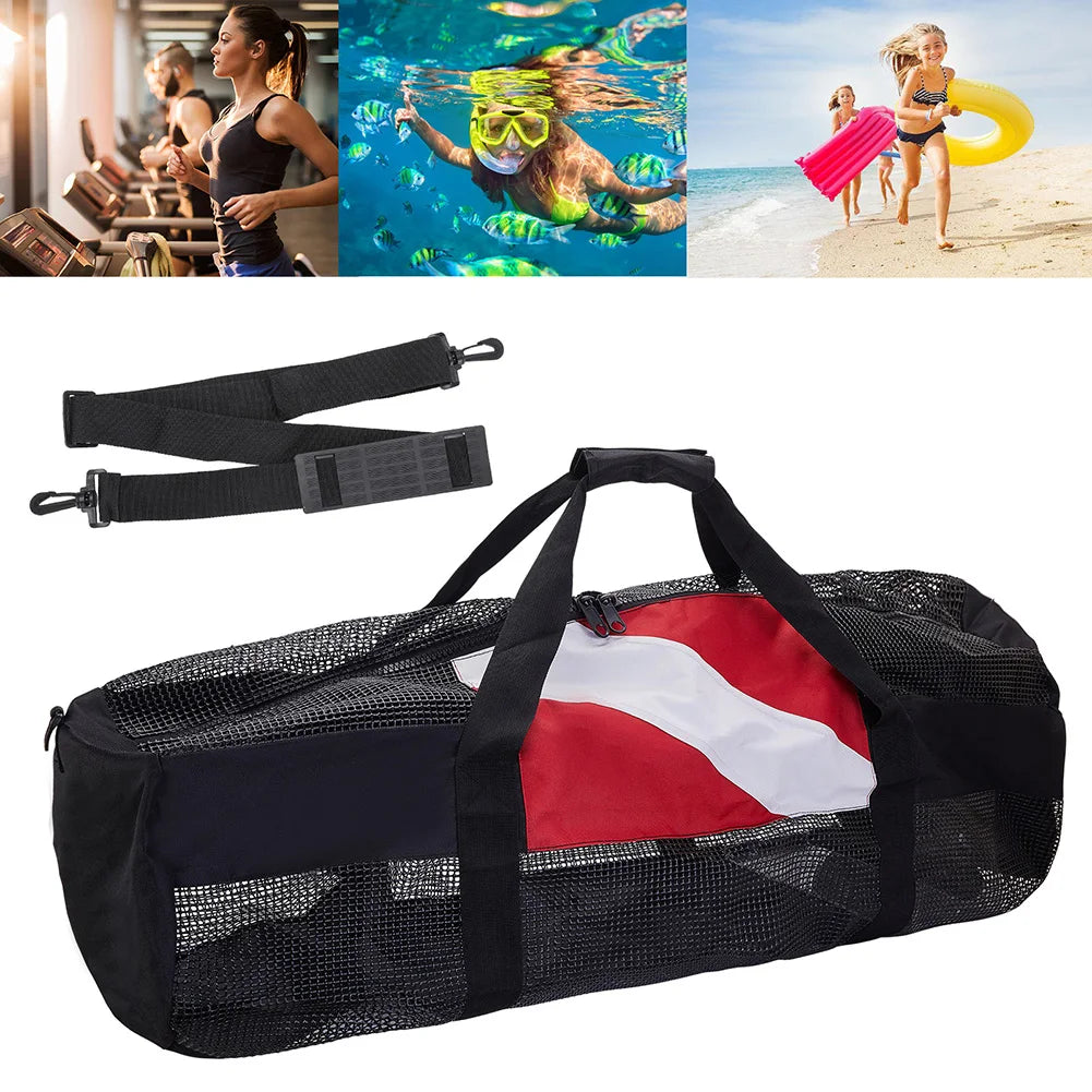 Extra Large Scuba Diving Mesh Tote With Adjustable Strap