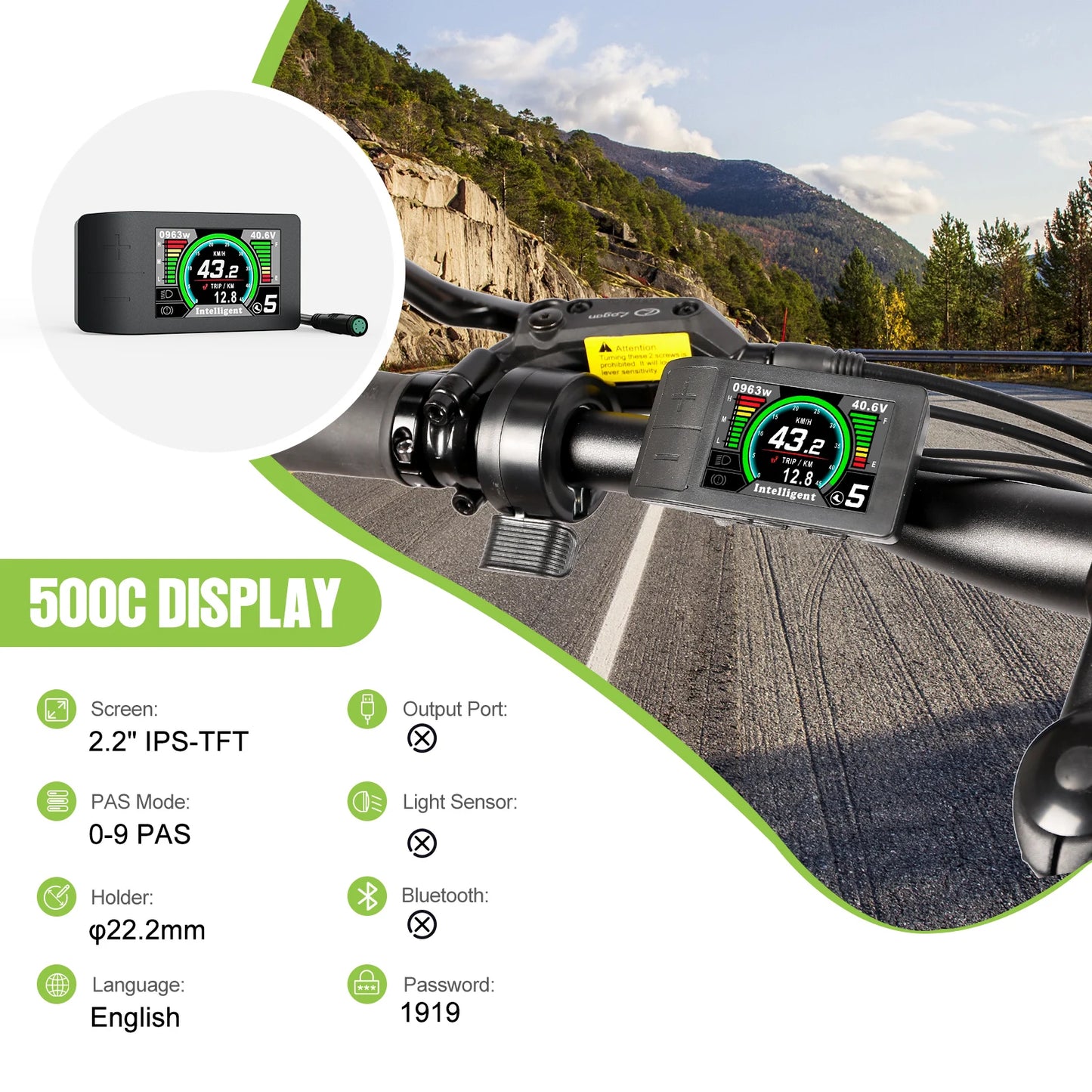 TFT Bike Display DPC18 DZ40 500C C961 UART Bluetooth IP65