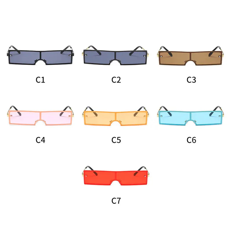 Rectangular Sunglasses Narrow Metal Frame UV400 Unisex