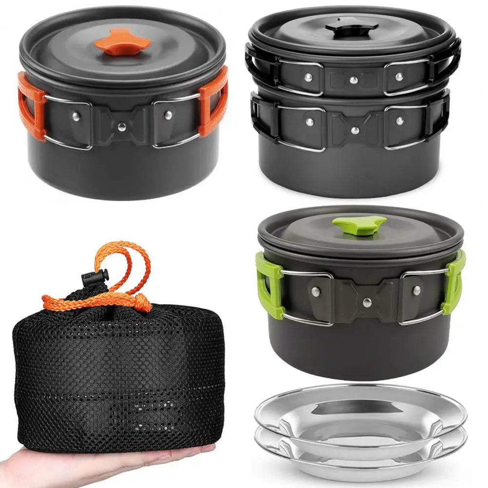 Camping Cooking Set Camping Cookware Travel Tableware Outdoor Picnic Set Teapot For 2-3 Peaple Non-stick Pots Assorted Sets