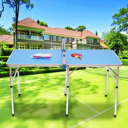 Portable Foldable Table Tennis Set for Kids & Adults - Indoor/Outdoor Ping Pong Game Kit with 2 Paddles & 3 Balls, Blue