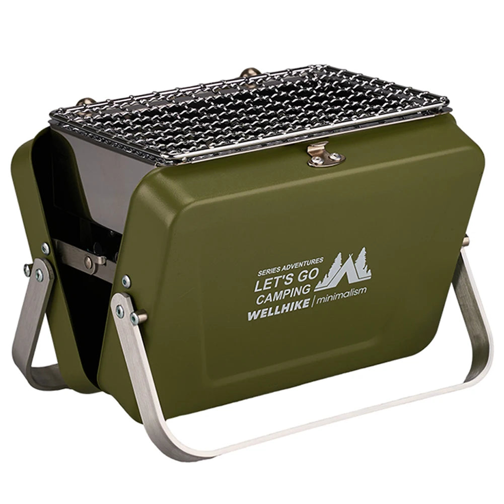 WELLHIKE Outdoor BBQ Oven Picnic Bonfire Furnace camping equipment Stainless Steel Lightweight Cooking Grill for Patio Backyard