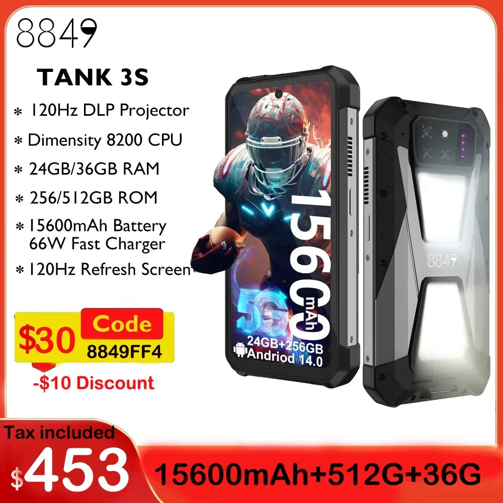 8849 Tank 3S Rugged Smartphone With Projector And 24GB RAM
