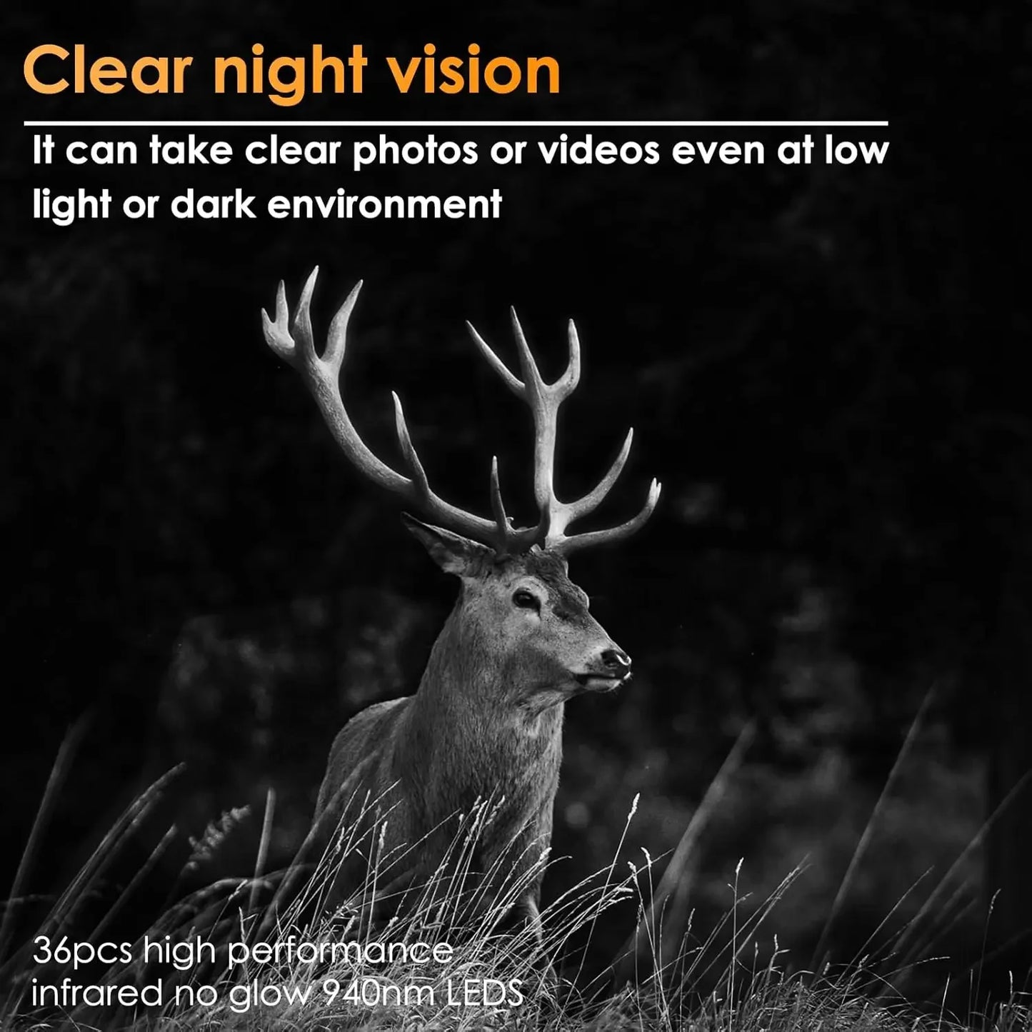 5-Pack Game & Trail Camera 32MP 1296P HD Video Night Vision Motion Activated IP66 Waterproof No Glow for Outdoor Wild