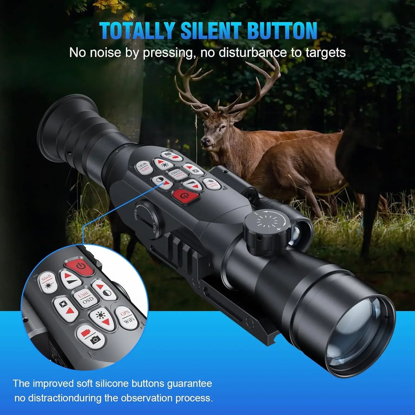 Night Vision Rifle Scope for Hunting Infrared Digital 60mm Lens IP66 Zoom 4.6-18x (WiFi) App Ballistic Calculator