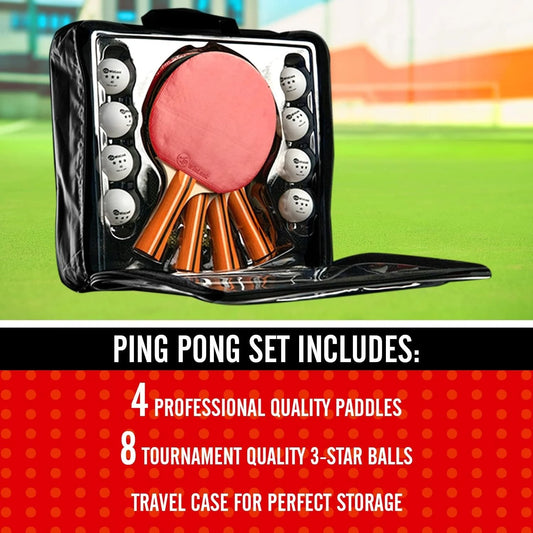 Ping Pong Paddles Sets - Portable Table Tennis Paddle Set with Ping Pong Paddles Professional Case & Ping Pong Balls