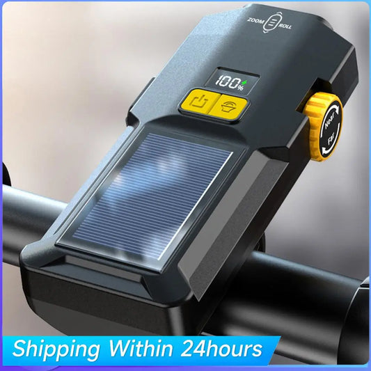 Solar USB Rechargeable Front Light Night Riding Safety