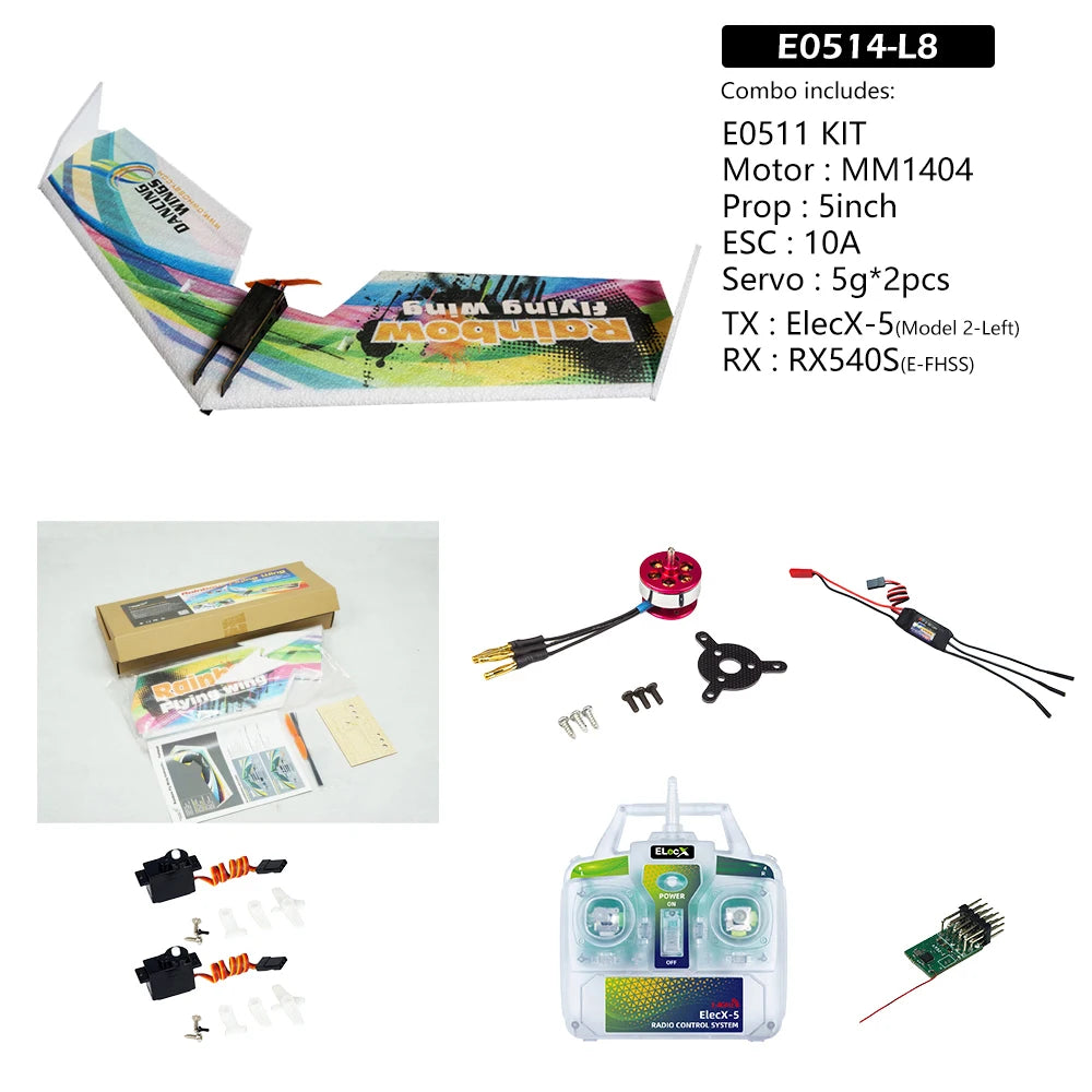 RC Plane EPP Airplane Model DW HOBBY Rainbow Fly Wing 800mm Wingspan Tail push version RC Airplane Kit